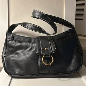 Black leather shoulder bag